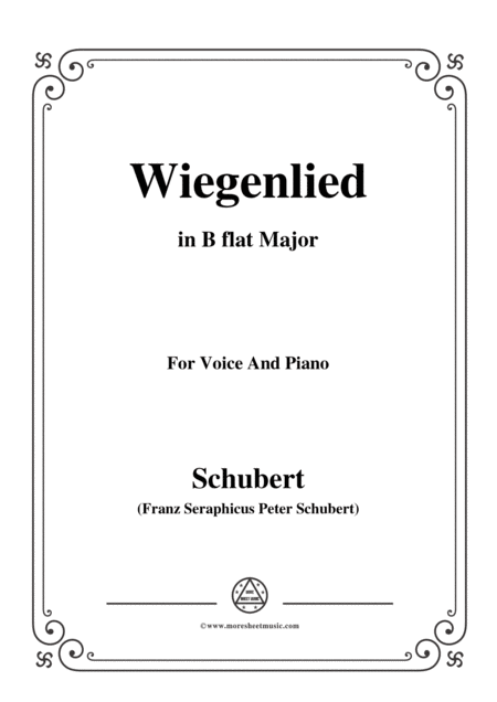 Schubert Wiegenlied Op 105 No 2 In B Flat Major For Voice Piano Sheet Music