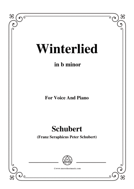 Schubert Winterlied In B Minor For Voice Piano Sheet Music