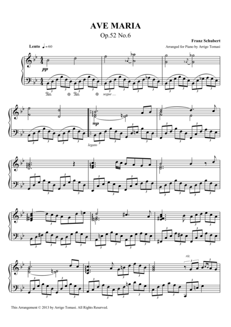 Schuberts Ave Maria For Piano Solo Sheet Music