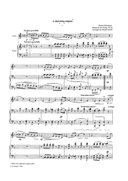 Free Sheet Music Schumann A Charming Enigma Violin Part