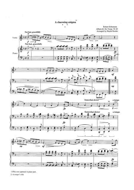 Schumann A Charming Enigma Violin Part Sheet Music