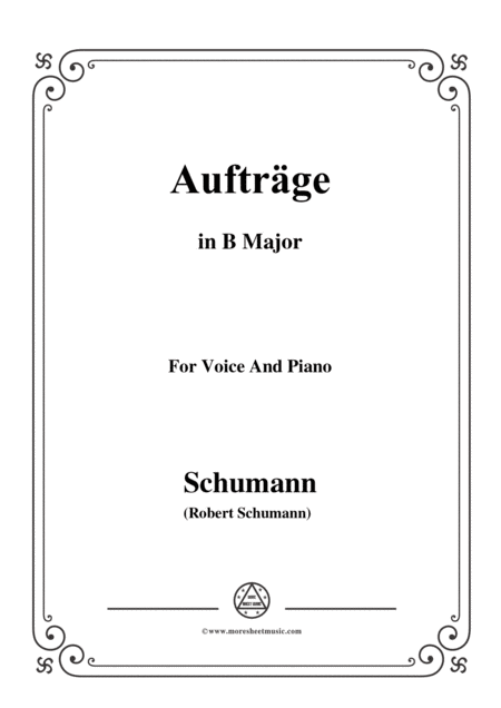 Schumann Auftrge In B Major Op 77 No 5 For Voice And Piano Sheet Music