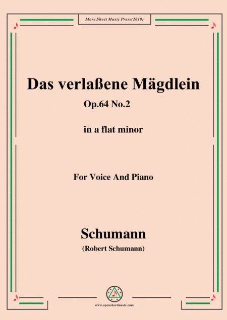 Free Sheet Music Schumann Das Verlaene Mgdlein Op 64 No 2 In A Flat Minor For Voice Pno