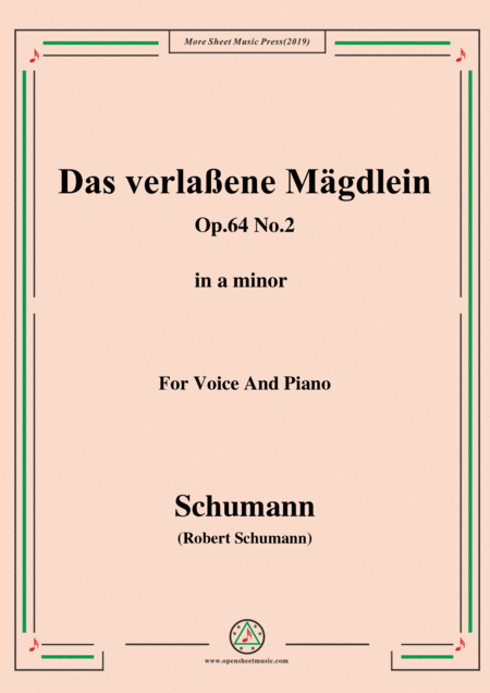 Free Sheet Music Schumann Das Verlaene Mgdlein Op 64 No 2 In A Minor For Voice Pno