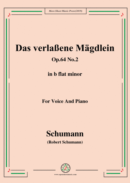 Schumann Das Verlaene Mgdlein Op 64 No 2 In B Flat Minor For Voice Pno Sheet Music