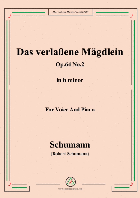 Schumann Das Verlaene Mgdlein Op 64 No 2 In B Minor For Voice Pno Sheet Music