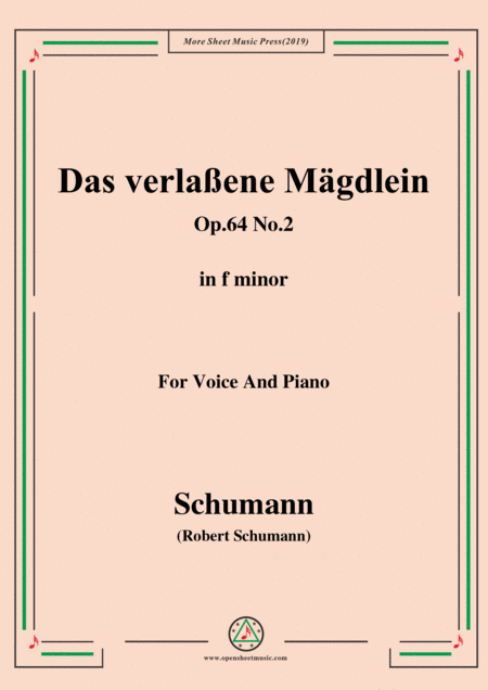 Schumann Das Verlaene Mgdlein Op 64 No 2 In F Minor For Voice Pno Sheet Music