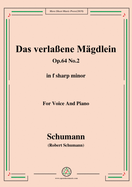 Schumann Das Verlaene Mgdlein Op 64 No 2 In F Sharp Minor For Voice Pno Sheet Music