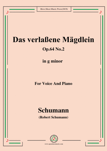 Schumann Das Verlaene Mgdlein Op 64 No 2 In G Minor For Voice Pno Sheet Music