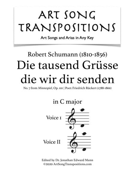 Schumann Die Tausend Grsse Die Wir Dir Senden Op 101 No 7 Transposed To C Major Sheet Music