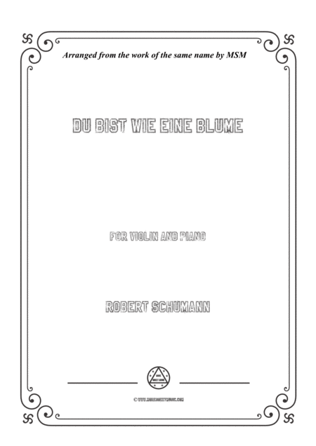 Free Sheet Music Schumann Du Bist Wie Eine Blume For Violin And Piano