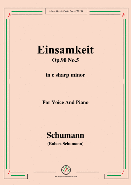 Schumann Einsamkeit Op 90 No 5 In C Sharp Minor For Voice Piano Sheet Music