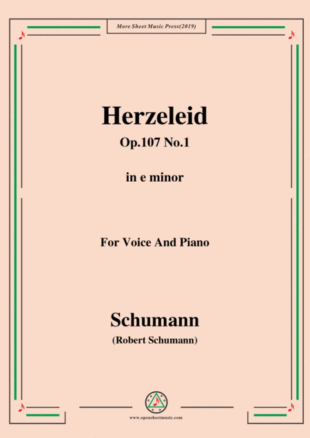 Free Sheet Music Schumann Herzeleid Op 107 No 1 In E Minor For Voice Piano