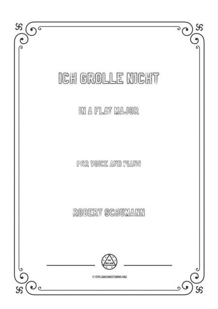 Free Sheet Music Schumann Ich Grolle Nicht In A Flat Major For Voice And Piano
