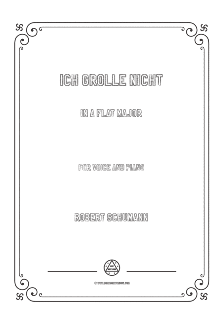 Schumann Ich Grolle Nicht In A Flat Major For Voice And Piano Sheet Music