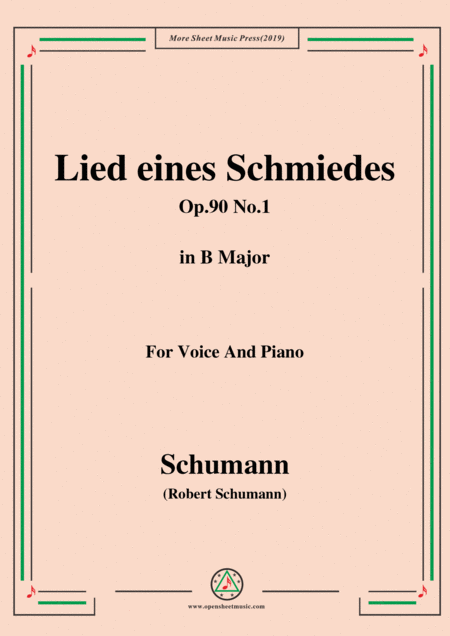 Free Sheet Music Schumann Lied Eines Schmiedes Op 90 No 1 In B Major For Voice Piano