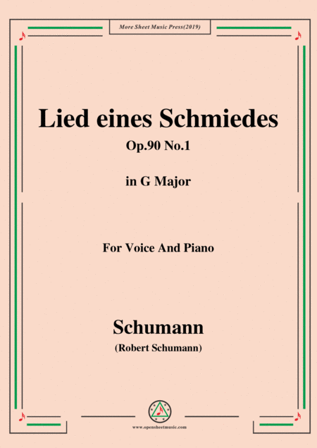 Schumann Lied Eines Schmiedes Op 90 No 1 In G Major For Voice Piano Sheet Music