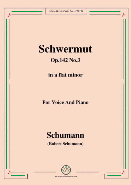 Schumann Mdchen Schwermut Op 142 No 3 In A Flat Minor For Voice Piano Sheet Music