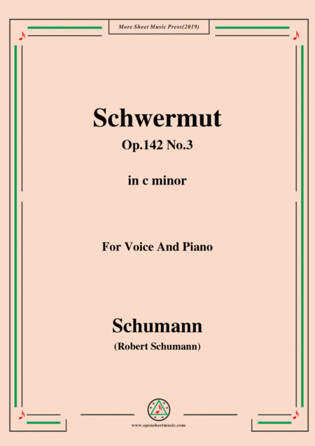 Free Sheet Music Schumann Mdchen Schwermut Op 142 No 3 In C Minor For Voice Piano
