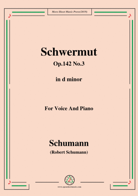 Schumann Mdchen Schwermut Op 142 No 3 In D Minor For Voice Piano Sheet Music