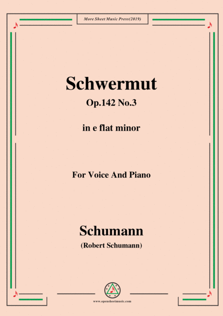 Schumann Mdchen Schwermut Op 142 No 3 In E Flat Minor For Voice Piano Sheet Music