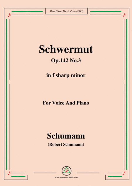 Schumann Mdchen Schwermut Op 142 No 3 In F Sharp Minor For Voice Piano Sheet Music