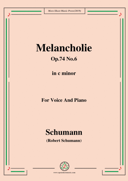 Free Sheet Music Schumann Melancholie Op 74 No 6 In C Minor For Voice Piano