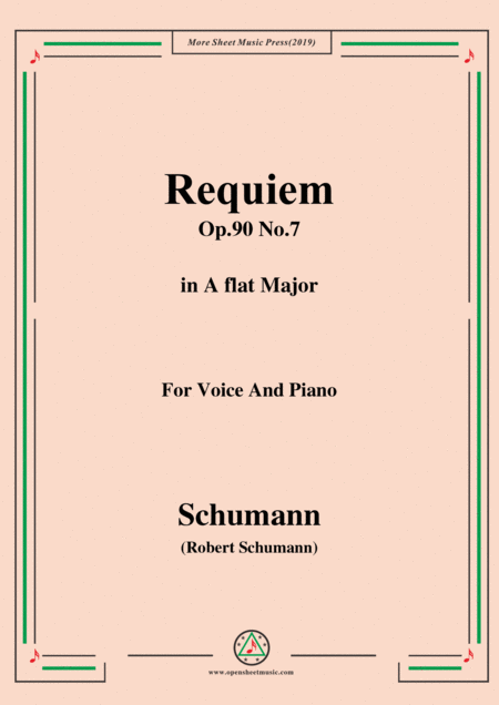 Schumann Requiem Op 90 No 7 In A Flat Major For Voice Piano Sheet Music