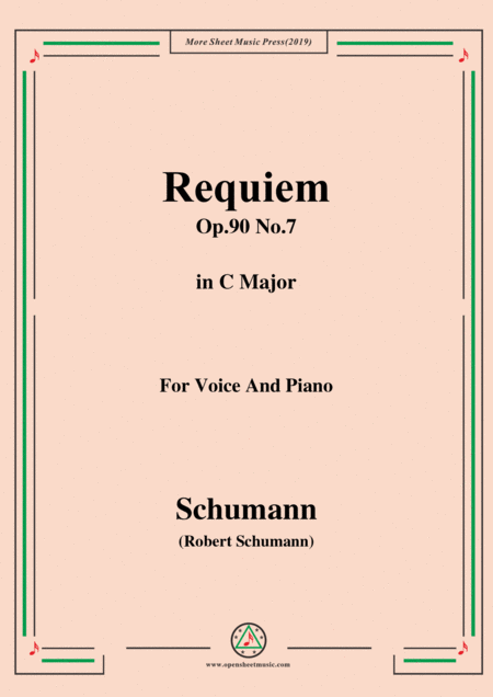 Schumann Requiem Op 90 No 7 In C Major For Voice Piano Sheet Music