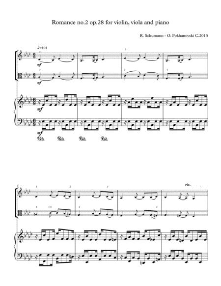 Free Sheet Music Schumann Romance 2 For Violin Viola And Piano