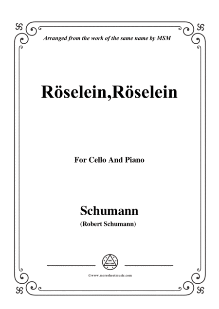 Schumann Rselein Rselein For Cello And Piano Sheet Music