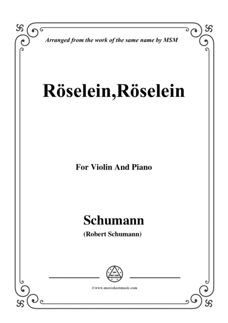 Schumann Rselein Rselein For Violin And Piano Sheet Music