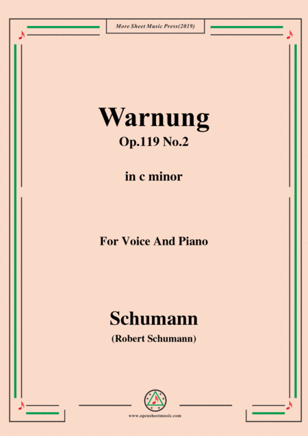 Free Sheet Music Schumann Warnung Op 119 No 2 In C Minor For Voice Piano