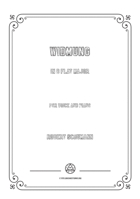 Free Sheet Music Schumann Widmung In B Flat Major For Voice And Piano