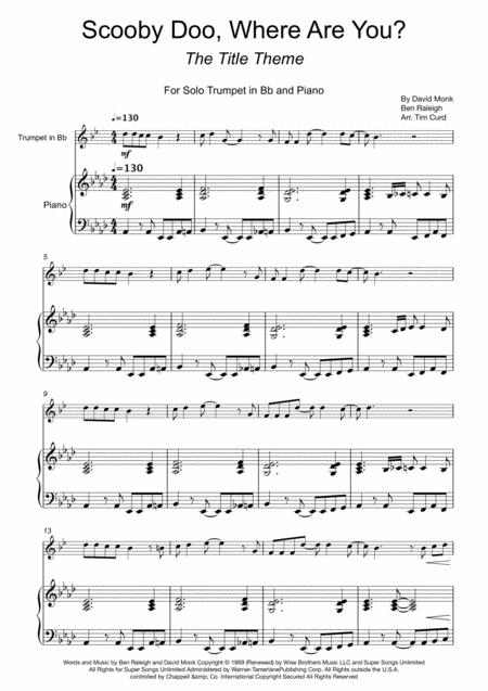 Scooby Doo Where Are You For Trumpet And Piano Sheet Music