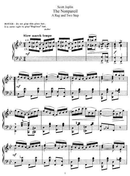 Scott Joplin Nonpareil Original Version Sheet Music