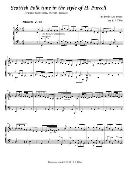 Free Sheet Music Scottish Folk Tune In The Style Of H Purcell