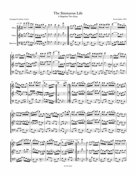 Scottjoplin The Strenuous Life 1902 Arranged For Woodwind Trio Sheet Music