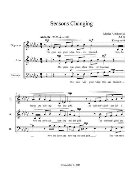 Free Sheet Music Seasons Changing