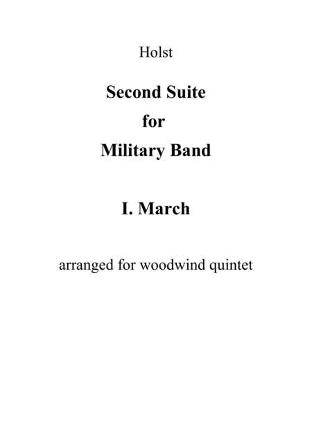 Second Suite For Military Band I March Full Score And Parts Sheet Music