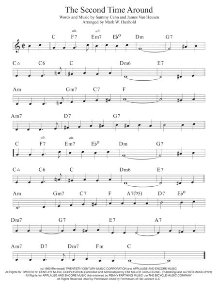 Free Sheet Music Second Time Around The