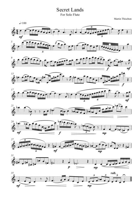 Secret Lands For Unaccompanied Flute Sheet Music