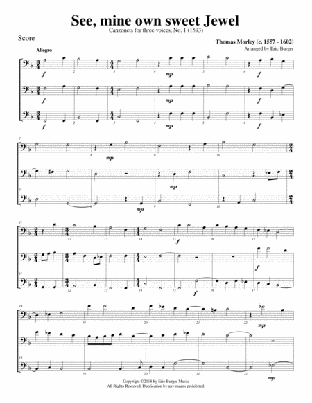 Free Sheet Music See Mine Own Sweet Jewel For Trombone Or Low Brass Trio