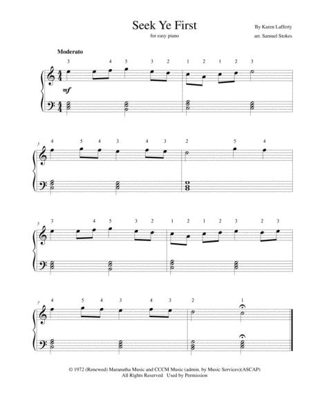 Free Sheet Music Seek Ye First For Easy Piano