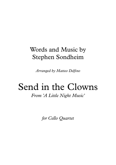 Send In The Clowns Cello Quartet Sheet Music