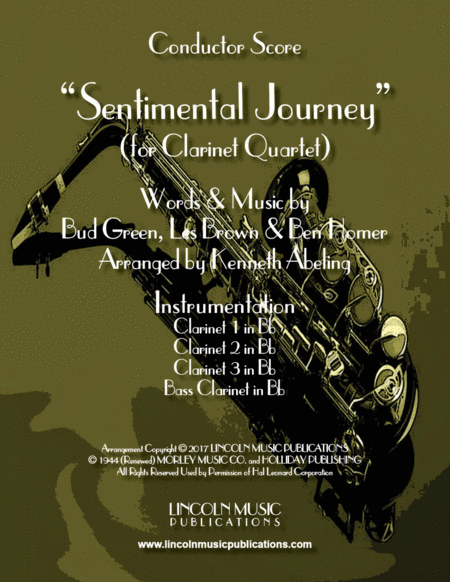 Free Sheet Music Sentimental Journey For Clarinet Quartet