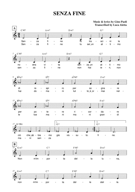 Senza Fine Sheet Music