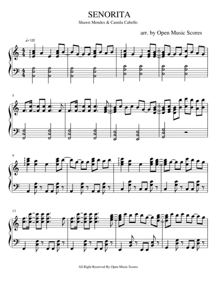 Seorita Original Key Sheet Music