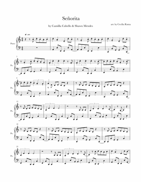 Seorita Piano Solo Sheet Music