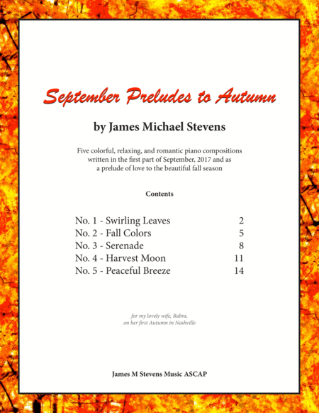 September Preludes To Autumn No 1 5 Romantic Piano Sheet Music